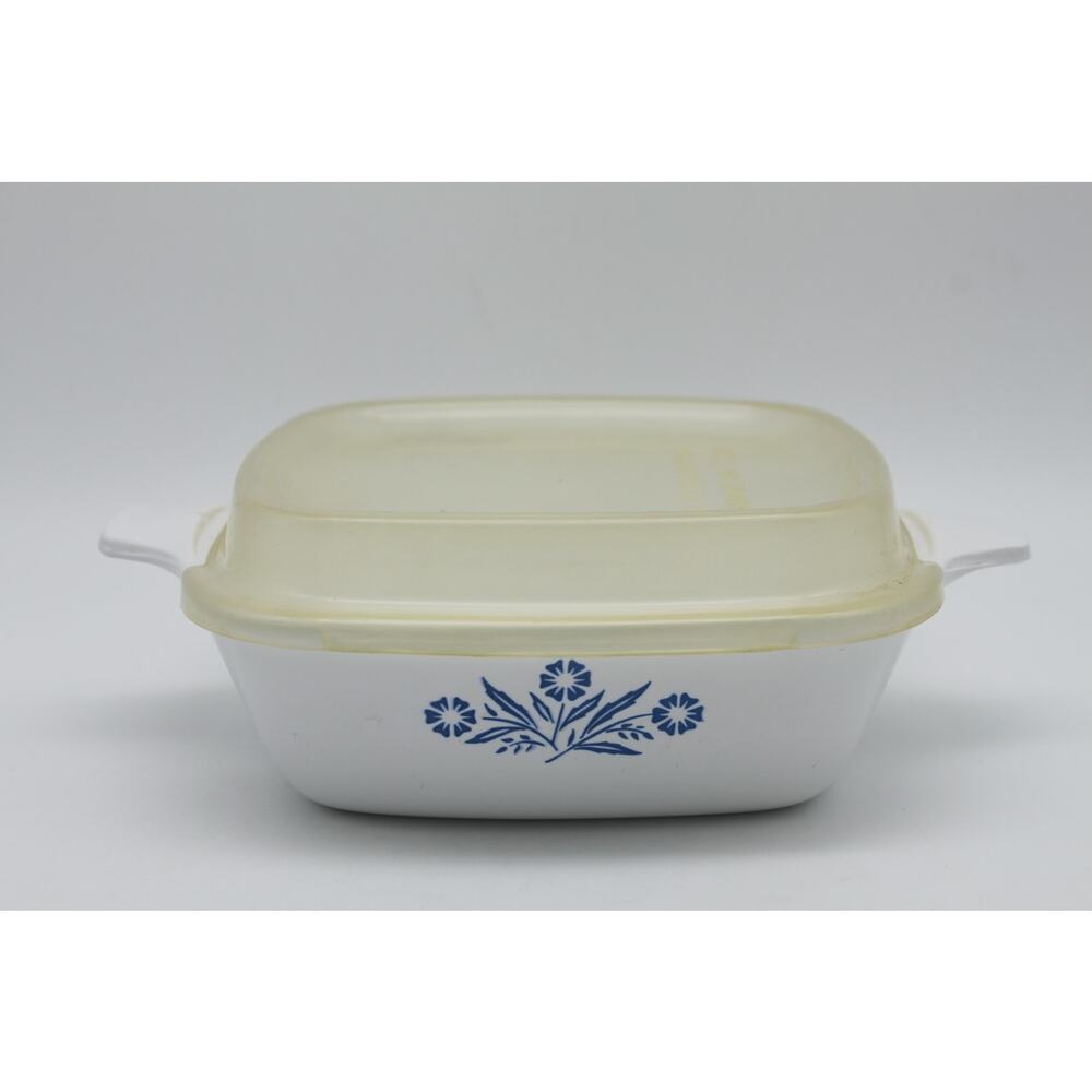 Vtg Corning Ware P-41 Cornflower White w/ Blue Flowers Petite Pan w/ Lid